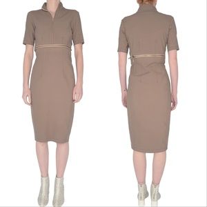 Elaine Kim Tech Stretch Zip Off Midi Dress